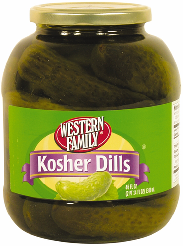 slide 1 of 1, Western Family Whole Kosher Dills, 46 oz