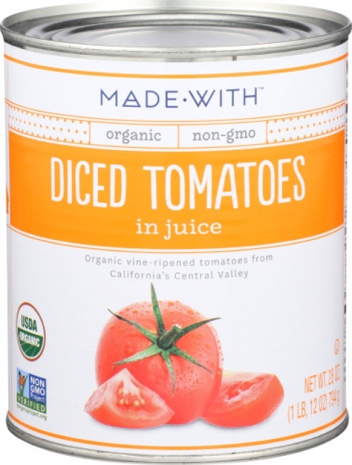 slide 1 of 1, Made With/Organic Diced Tomatoes, 28 oz