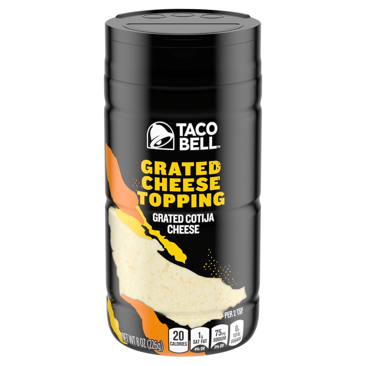 slide 3 of 14, Taco Bell Cotija Grated Cheese Topping, 8 oz Jar, 226 g