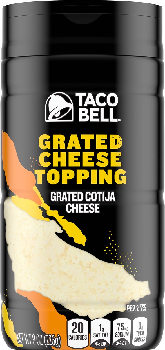 slide 13 of 14, Taco Bell Cotija Grated Cheese Topping, 8 oz Jar, 226 g