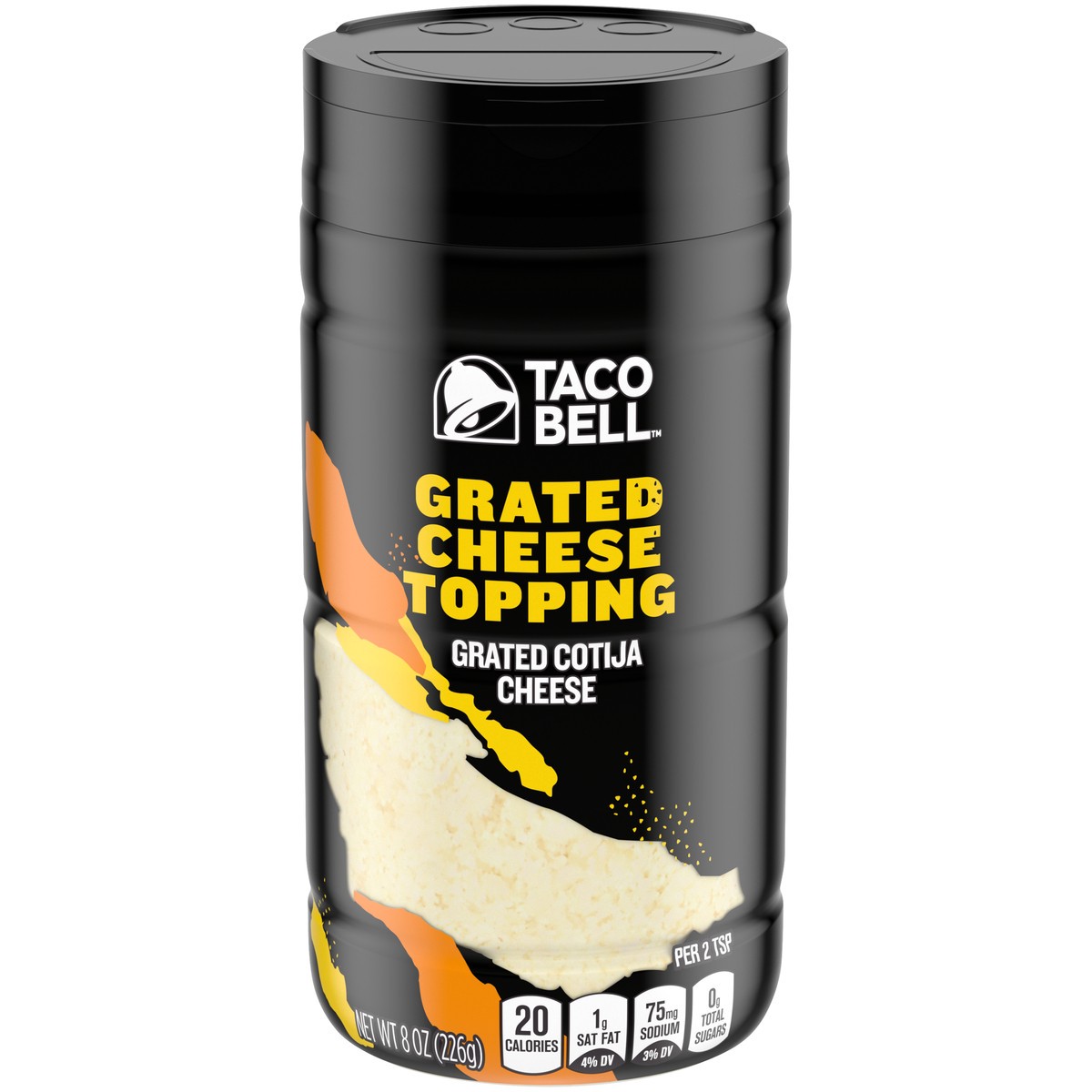 slide 1 of 14, Taco Bell Cotija Grated Cheese Topping, 8 oz Jar, 226 g