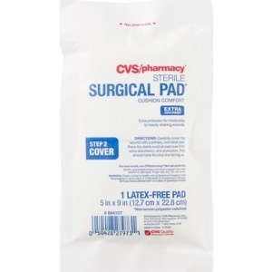 slide 1 of 1, CVS Health Sterile Latex-Free Surgical Pad 5in X 9in, 1 ct