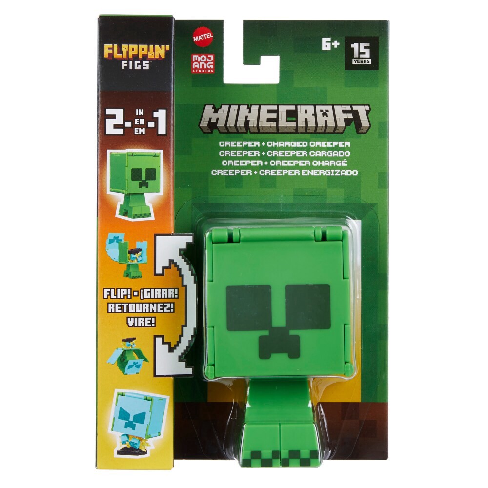 slide 4 of 6, Minecraft Flippin Figs Creeper Charged Creeper Action Figure, 1 ct