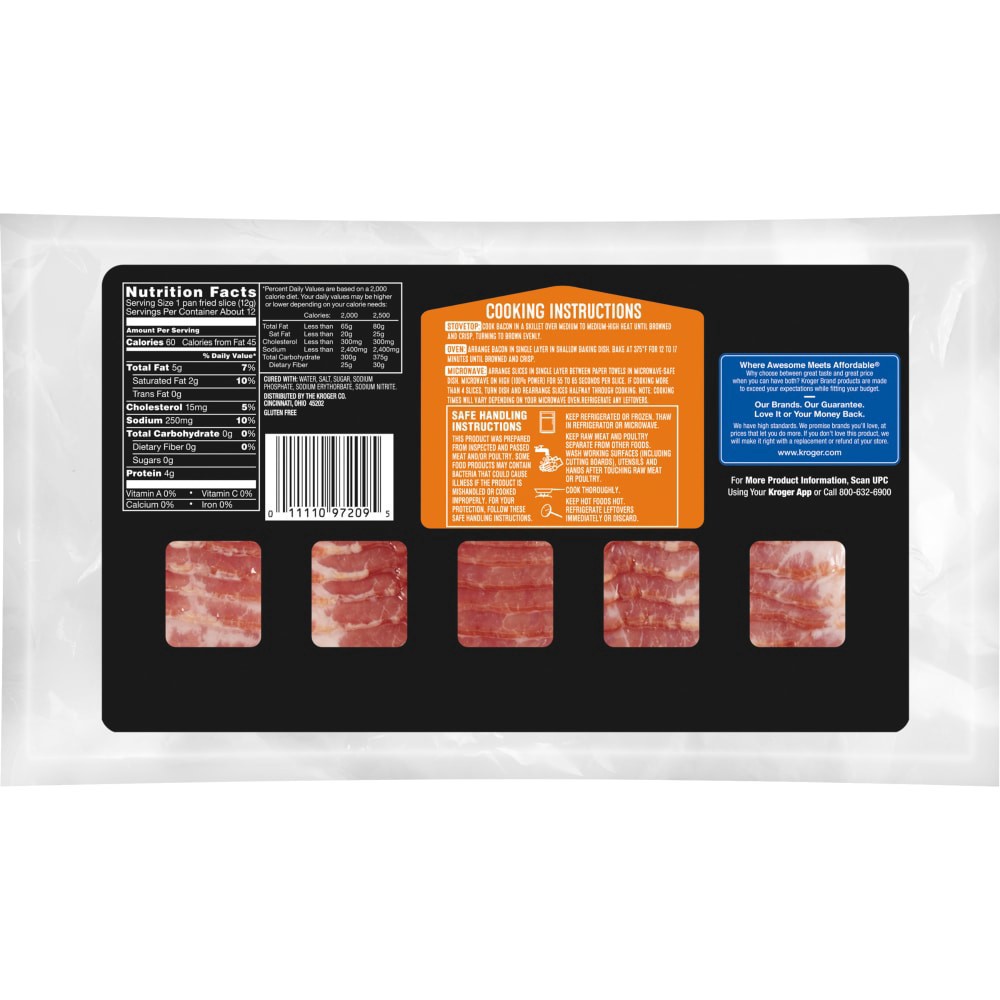slide 2 of 2, Kroger Thick Cut Naturally Hardwood Smoked Bacon, 16 oz