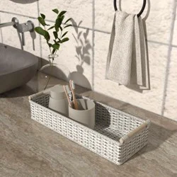 Room & Retreat Rectangular Resin Storage Basket Tray, 16 x 6 x 3 in, Cream