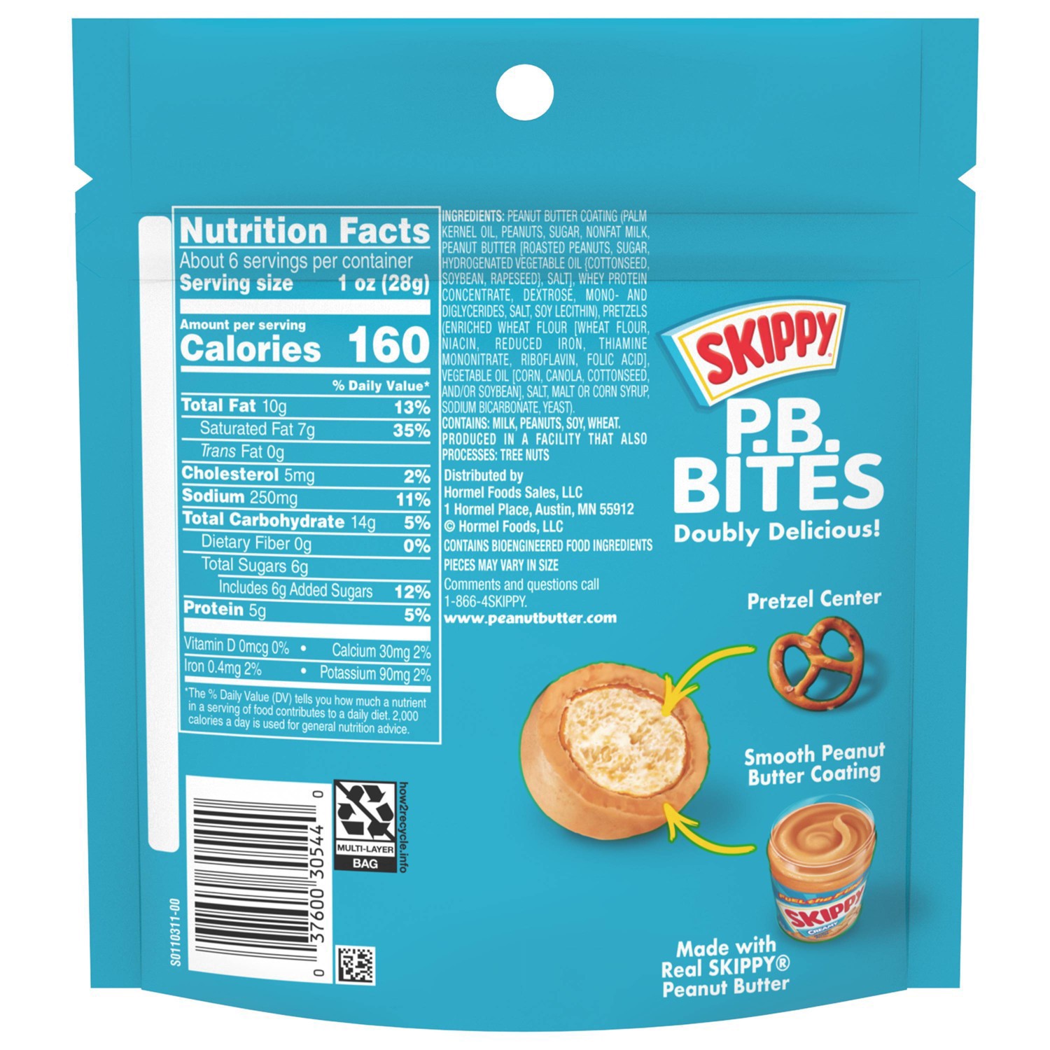 slide 4 of 6, SKIPPY Peanut Butter Bites Pretzel Pouch, 6 oz