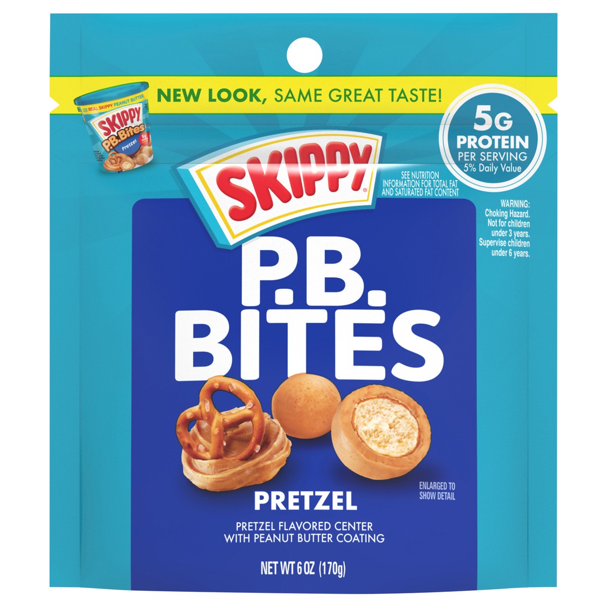 slide 1 of 6, SKIPPY Peanut Butter Bites Pretzel Pouch, 6 oz