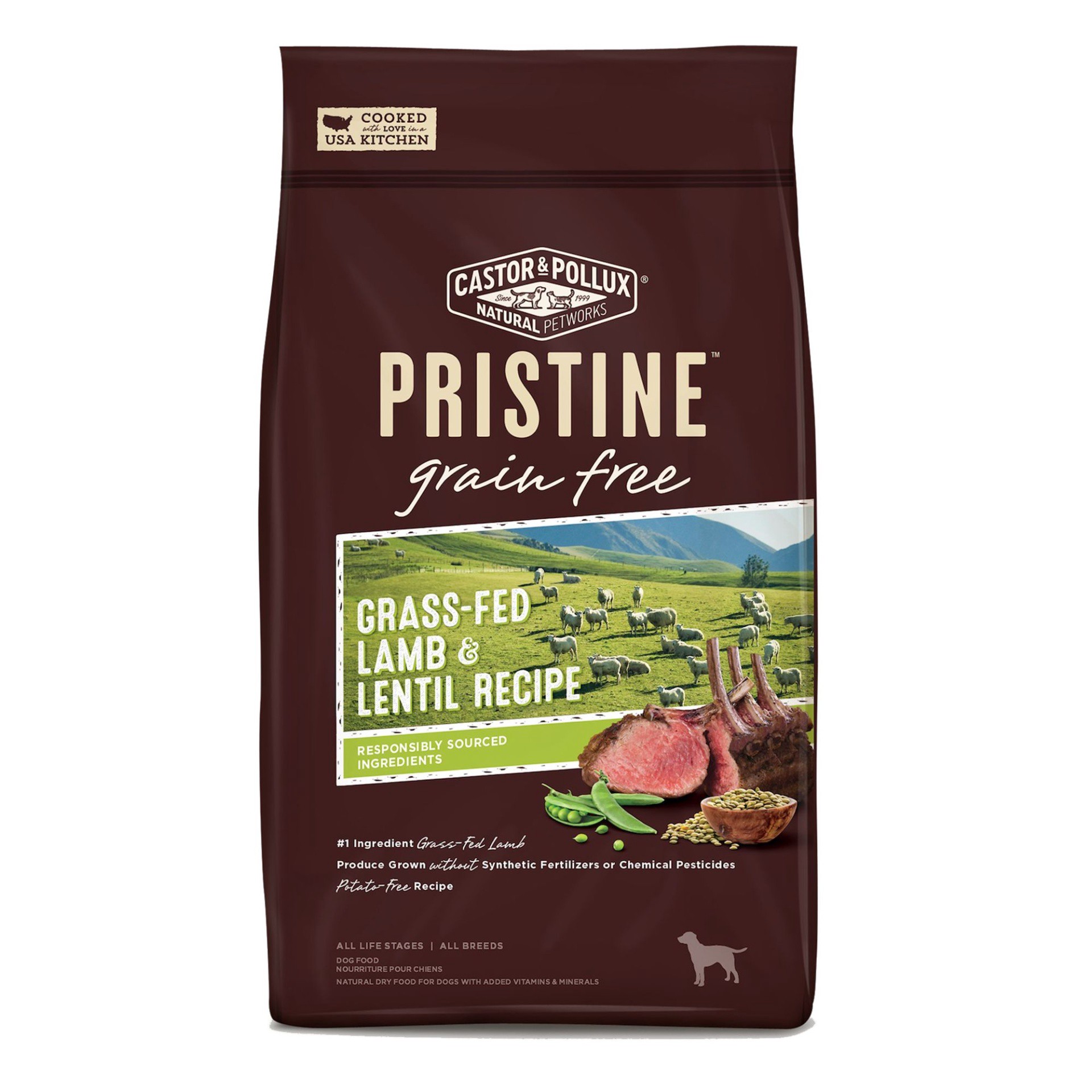 slide 1 of 1, Castor & Pollux Pristine Grain-Free Grass-Fed Lamb and Lentil Recipe Dry Dog Food, 18 lb