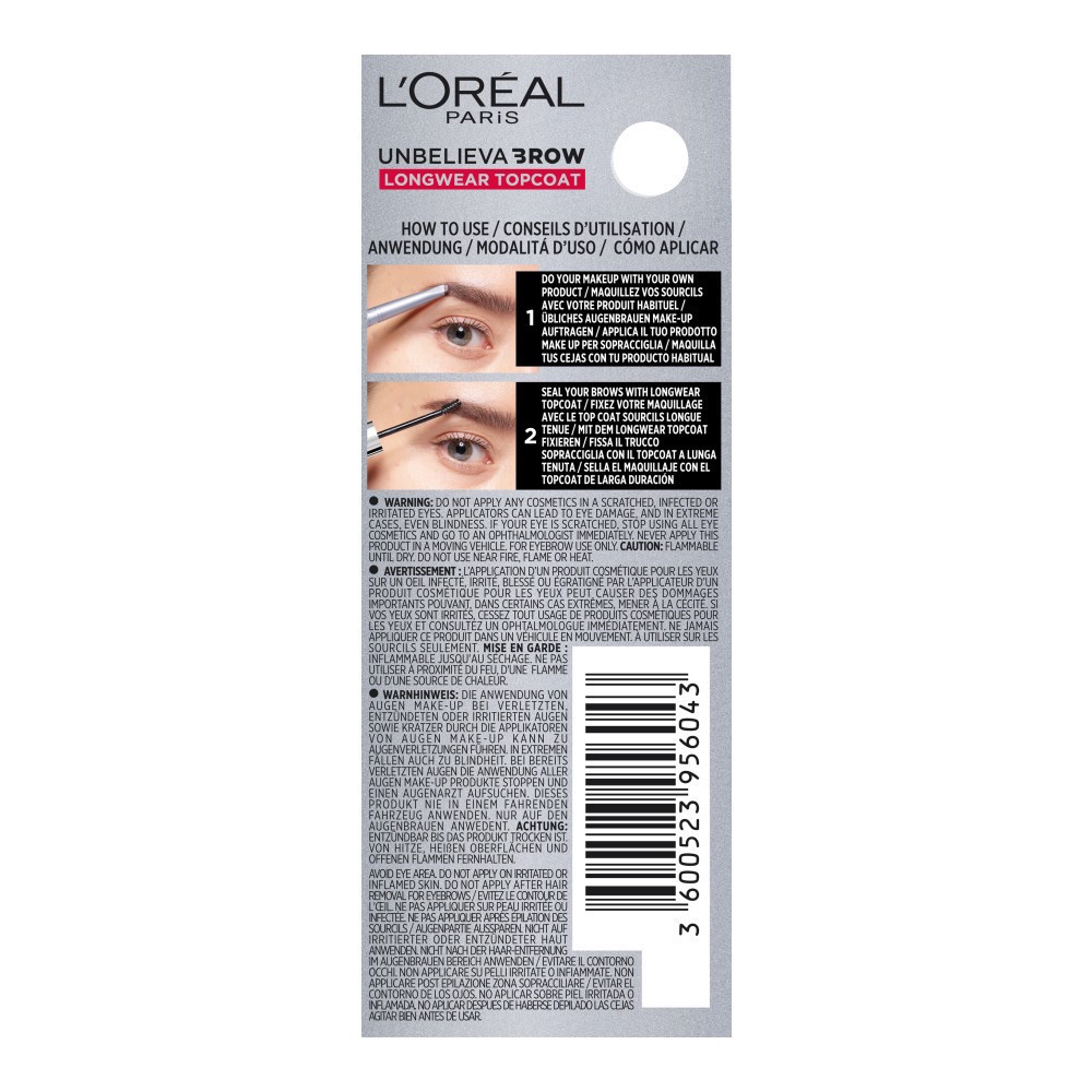 slide 2 of 5, L'Oréal L'Oreal Unblvabrow Topcoat, waterpairoof, universal transparent, 0.15 fl oz