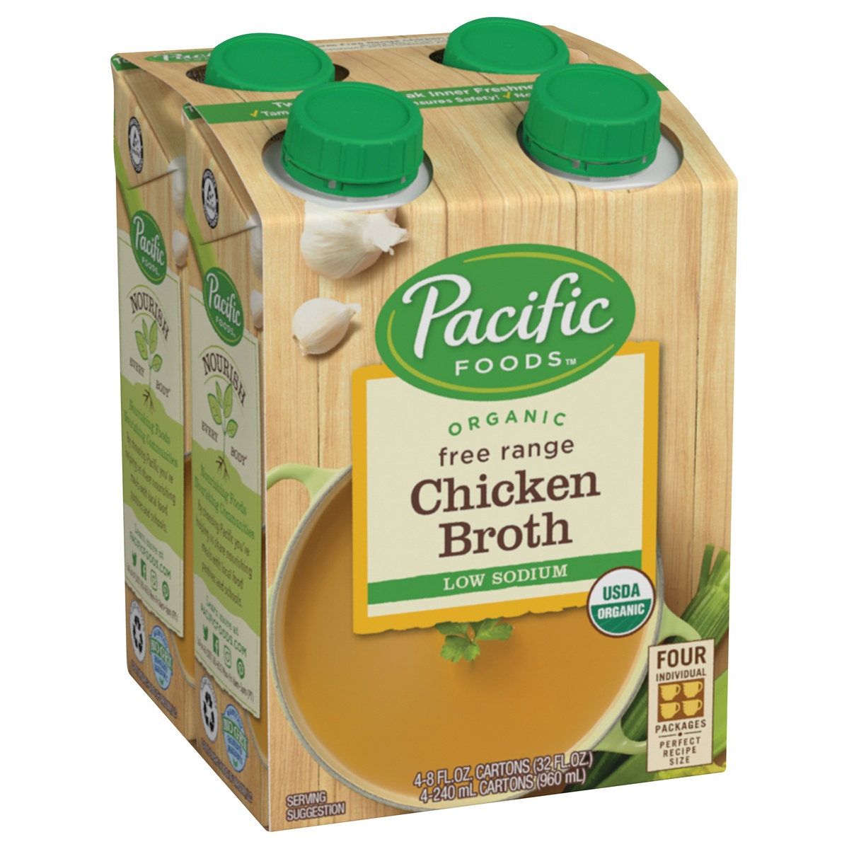 Pacific Organic Free Range Low Sodium Chicken Broth 4 ct | Shipt