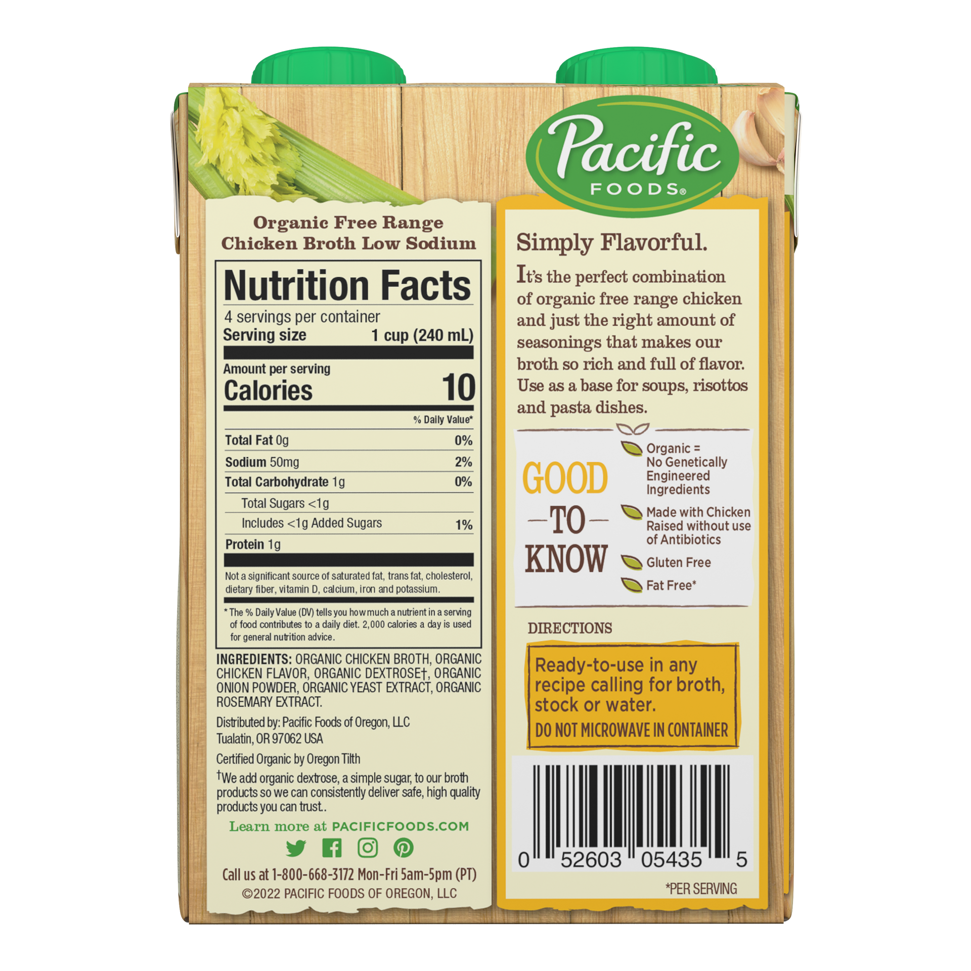 slide 2 of 5, Pacific Foods Low Sodium Organic Free Range Chicken Broth, 8 oz Carton (Pack of 4), 32 oz