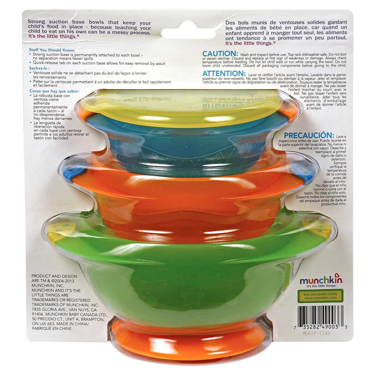 slide 3 of 3, Munchkin Stay Put Suction Bowls, 3 ct