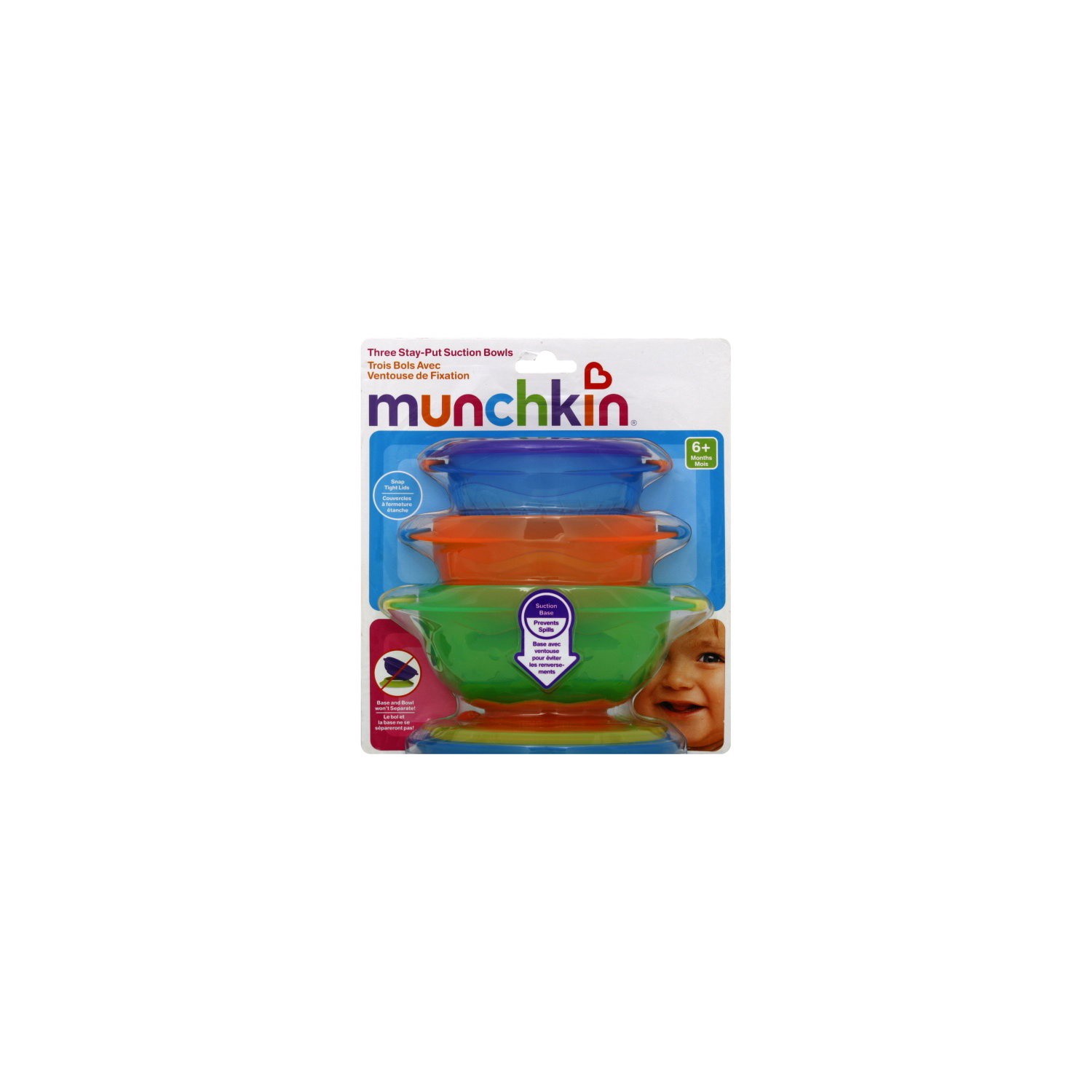 slide 1 of 3, Munchkin Stay Put Suction Bowls, 3 ct