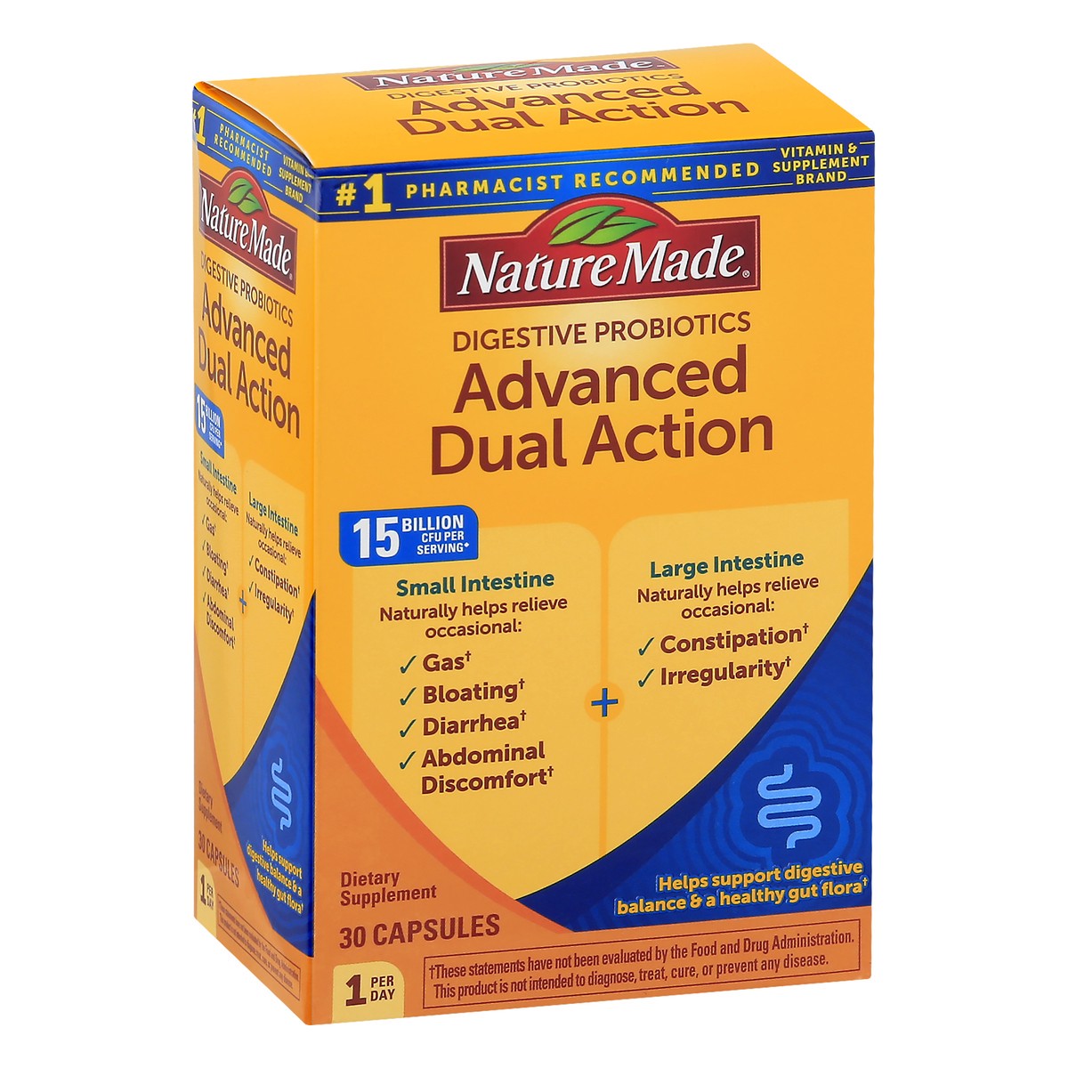 slide 4 of 13, Nature Made Digestive Probiotics Advanced Dual Action, Probiotics for Women and Men, 30 Probiotic Capsules, 30 Day Supply, 30 ct