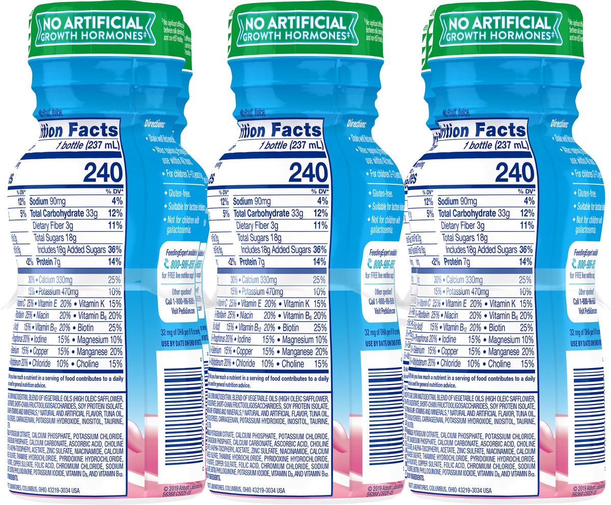 slide 3 of 9, PediaSure Grow & Gain with Fiber Kids'' Nutritional Shake Strawberry Ready-to-Drink 8 fl oz Bottles, 6 ct; 8 fl oz