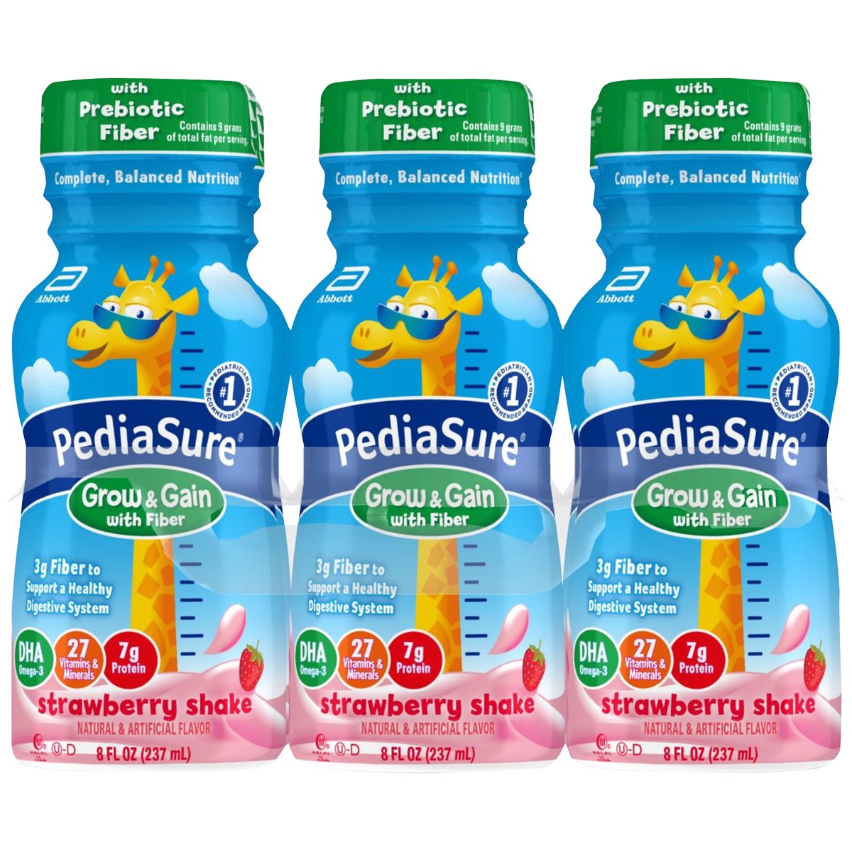 slide 8 of 9, PediaSure Grow & Gain with Fiber Kids'' Nutritional Shake Strawberry Ready-to-Drink 8 fl oz Bottles, 6 ct; 8 fl oz