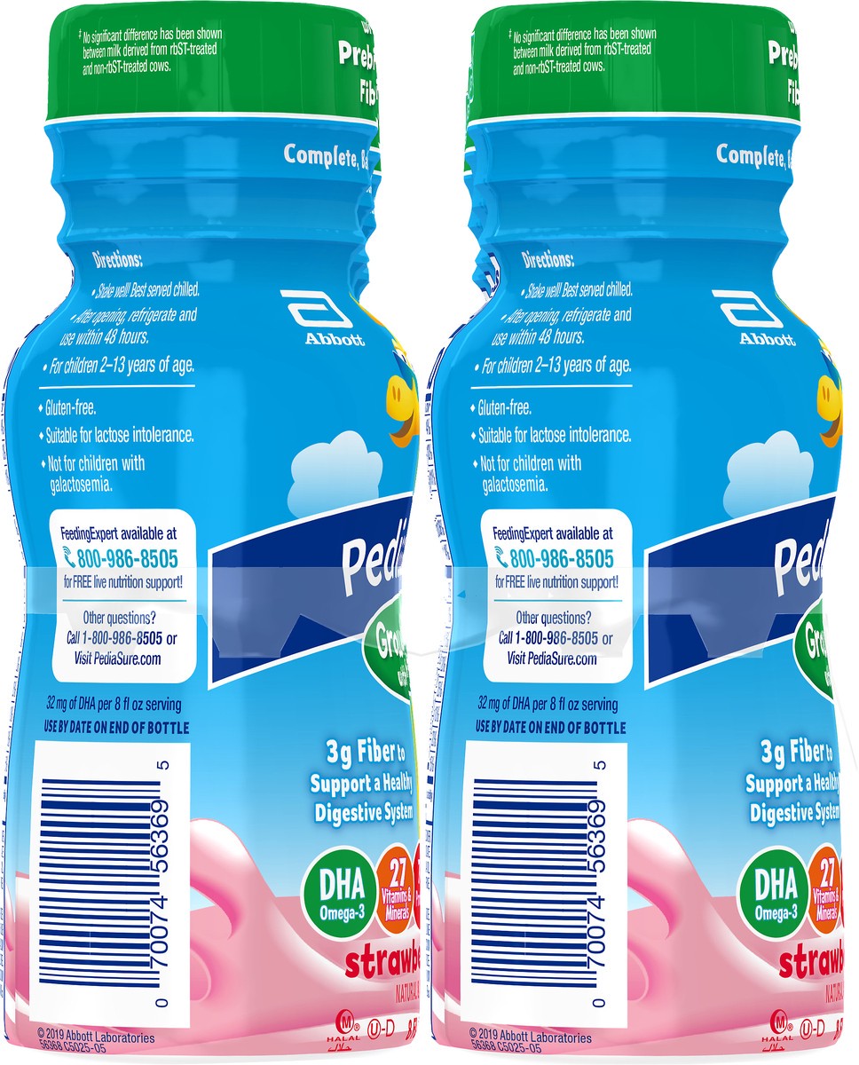 slide 7 of 9, PediaSure Grow & Gain with Fiber Kids'' Nutritional Shake Strawberry Ready-to-Drink 8 fl oz Bottles, 6 ct; 8 fl oz