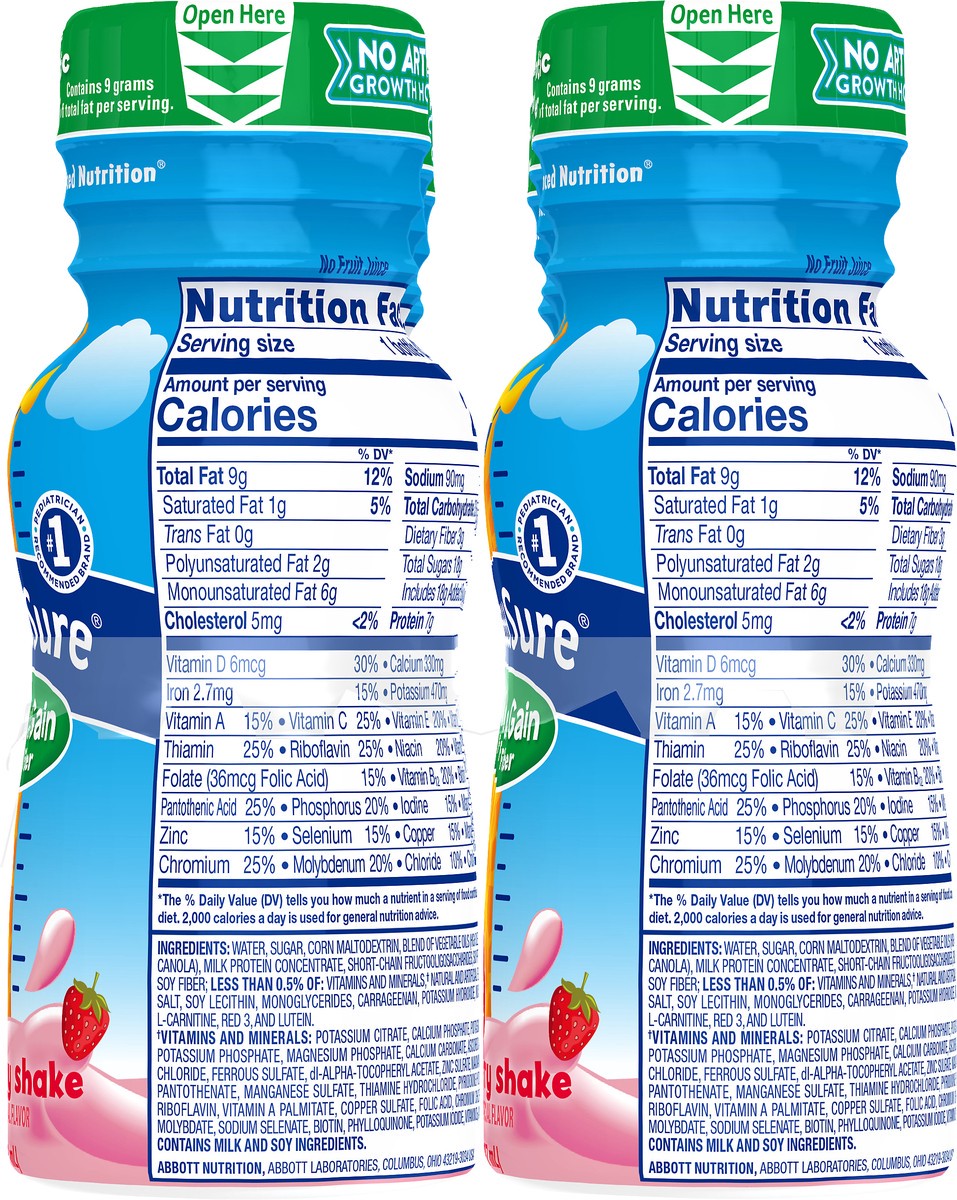 slide 5 of 9, PediaSure Grow & Gain with Fiber Kids'' Nutritional Shake Strawberry Ready-to-Drink 8 fl oz Bottles, 6 ct; 8 fl oz