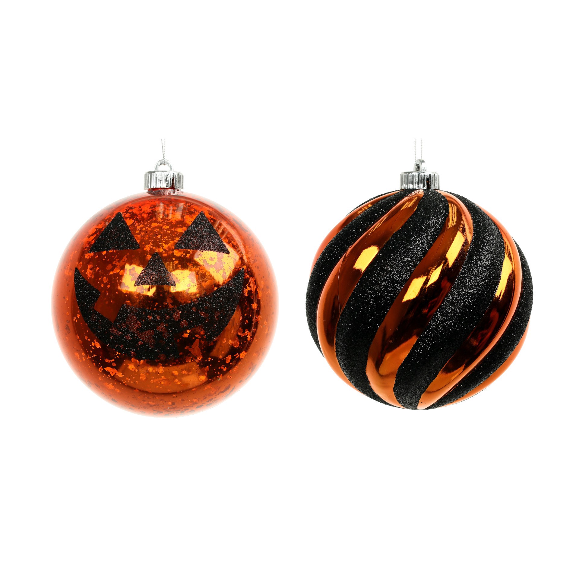 slide 3 of 3, 6" Black & Orange Plastic Ball Ornament Set By Ashland, 6 in