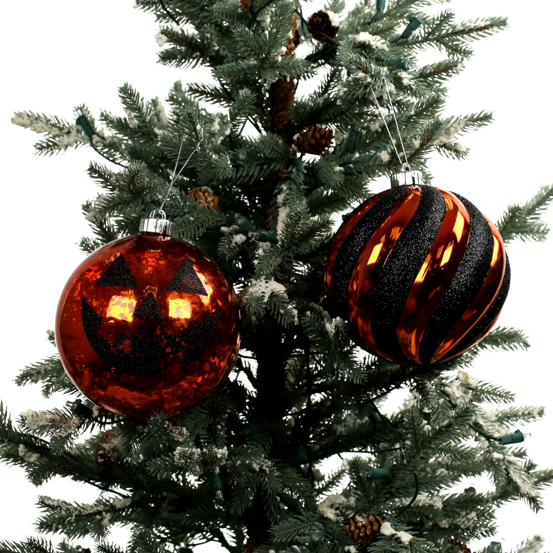 slide 2 of 3, 6" Black & Orange Plastic Ball Ornament Set By Ashland, 6 in