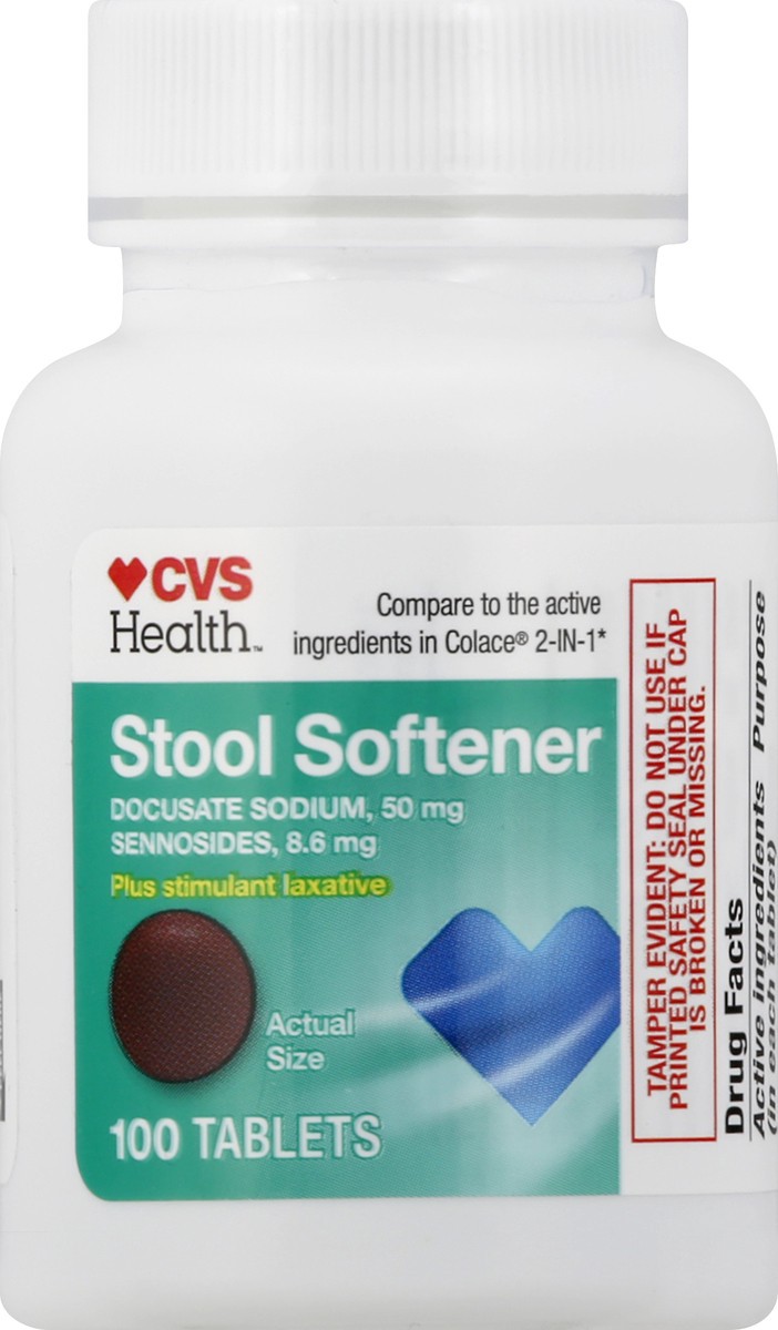 slide 1 of 8, CVS Health Stool Softener Plus Stimulant Laxative Tablets, 100 Ct, 1 ct