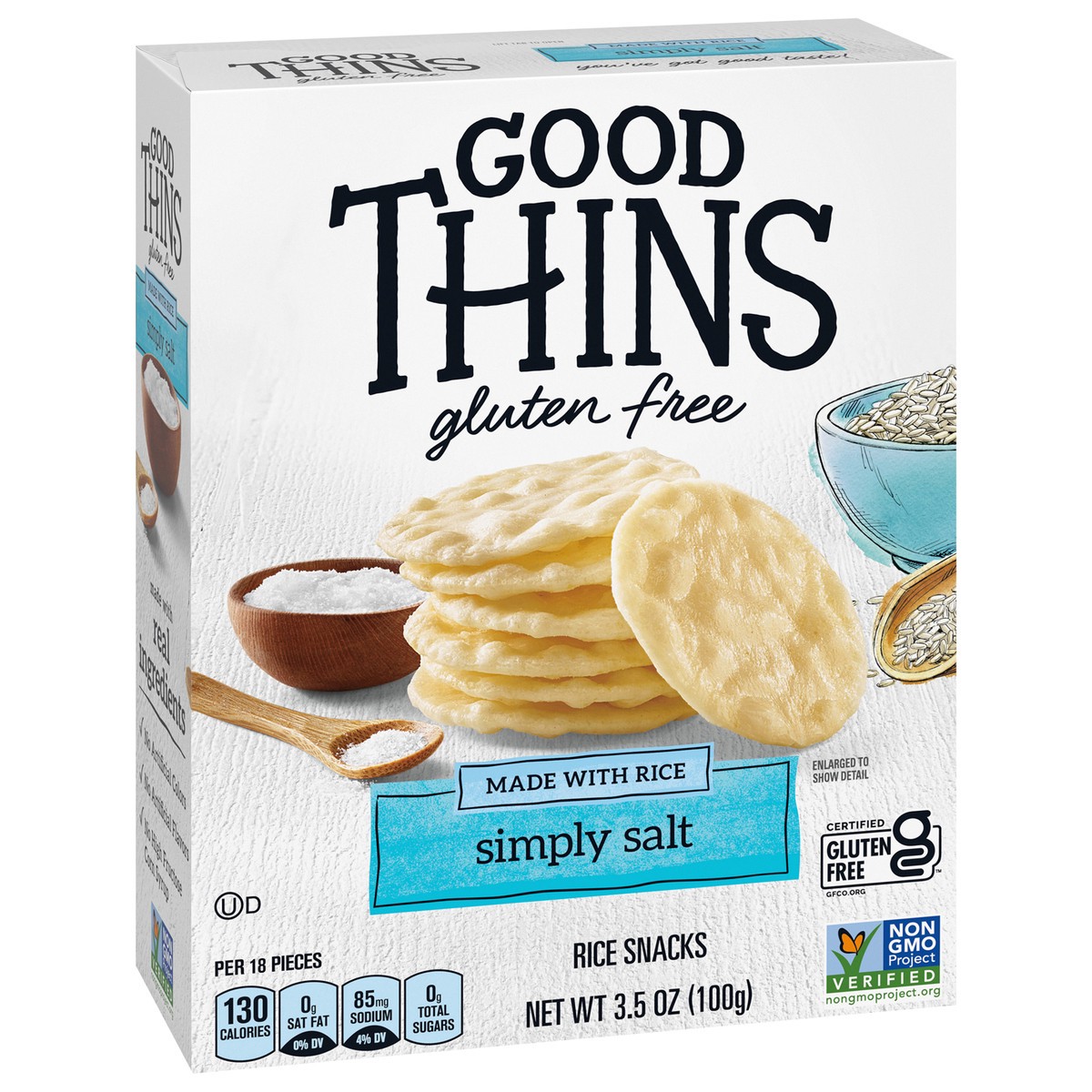 slide 3 of 9, GOOD THiNS Gluten Free Simply Salt Rice Crackers, 3.5 oz