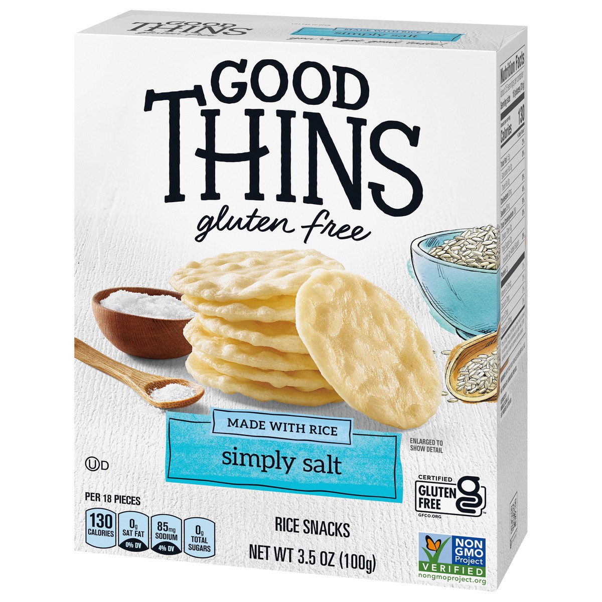 slide 6 of 9, GOOD THiNS Gluten Free Simply Salt Rice Crackers, 3.5 oz