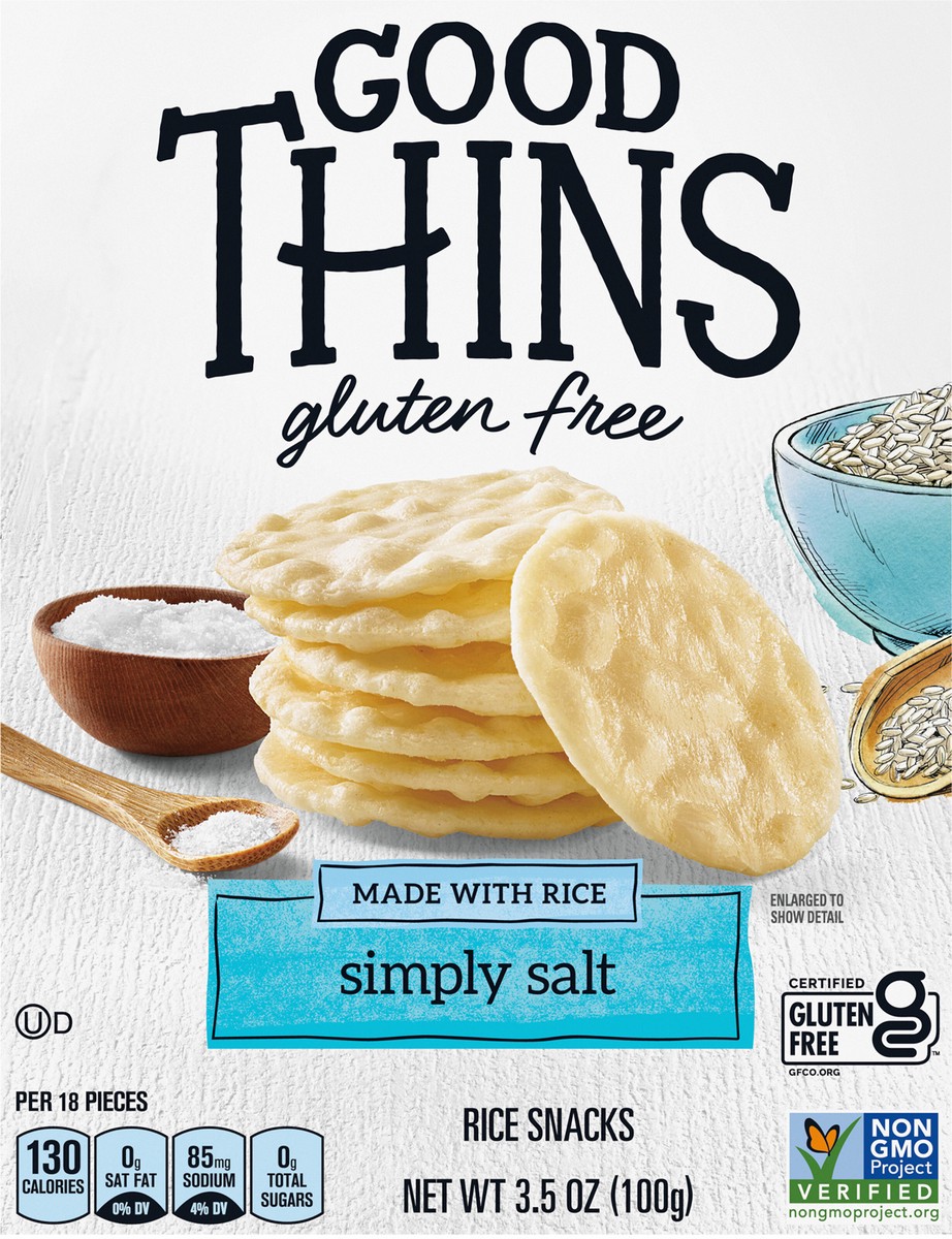 slide 5 of 9, GOOD THiNS Gluten Free Simply Salt Rice Crackers, 3.5 oz