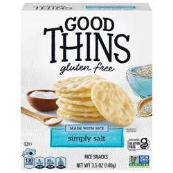 GOOD THiNS Simply Salt Rice Snacks Gluten Free Crackers, Snack Crackers, 3.5 oz