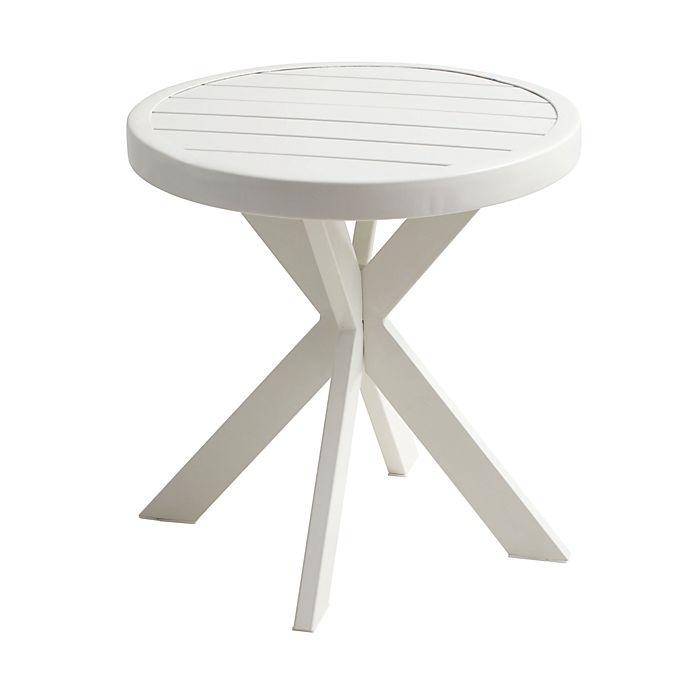 slide 2 of 8, Bee & Willow Home Slatted Round All-Weather Patio Accent Table - White, 18 in