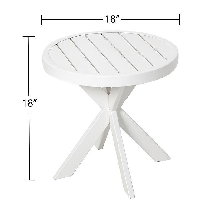 slide 5 of 8, Bee & Willow Home Slatted Round All-Weather Patio Accent Table - White, 18 in