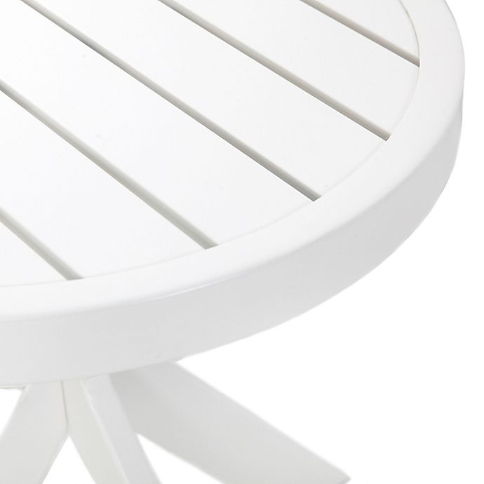 slide 6 of 8, Bee & Willow Home Slatted Round All-Weather Patio Accent Table - White, 18 in