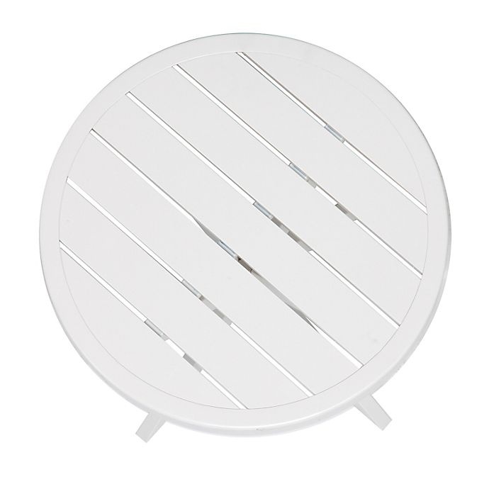 slide 7 of 8, Bee & Willow Home Slatted Round All-Weather Patio Accent Table - White, 18 in