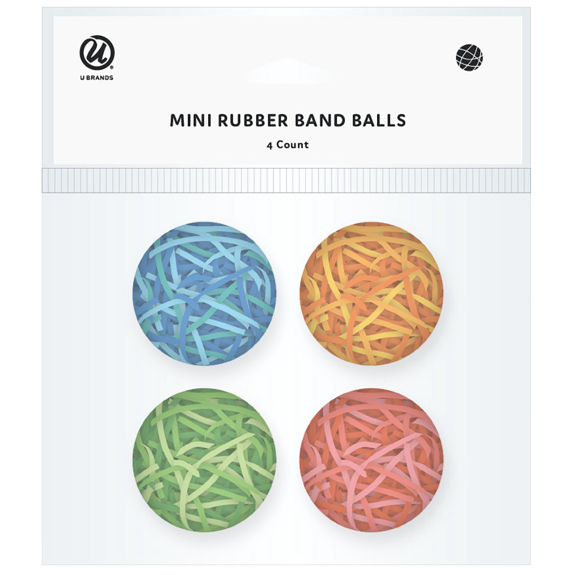 slide 1 of 1, U Brands Mini Rubber Band Balls - Assorted Primary, 4 ct