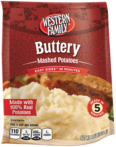 slide 1 of 1, Western Family Btr Pouch Mashed Potatoes, 4 oz