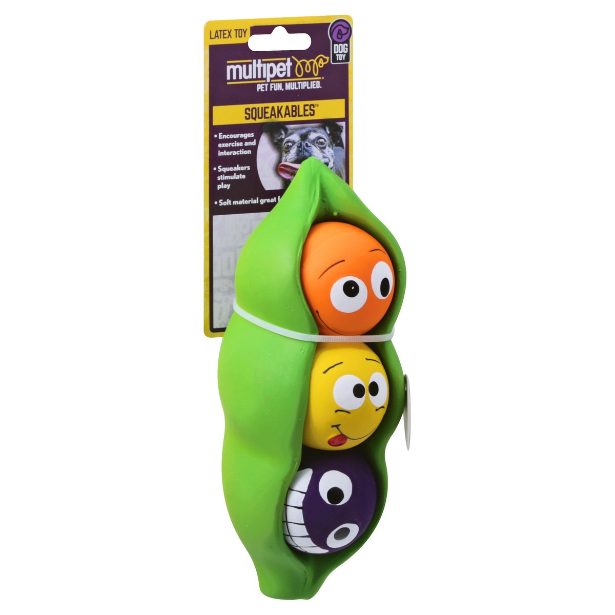 slide 4 of 10, Multipet Latex Three Peas Dog Toy, 1 ct