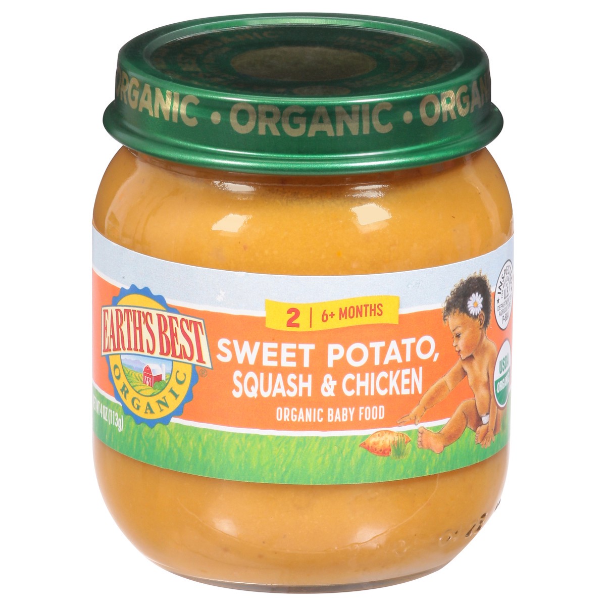 slide 1 of 7, Earth's Best Organic 2 (6+ Months) Sweet Potato, Squash & Chicken Baby Food 4 oz, 4 oz