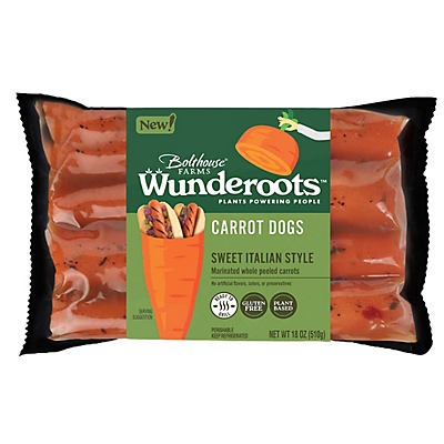 slide 1 of 1, Bolthouse Farms Wunderoots Carrot Dogs Sweet Italian, 18 oz