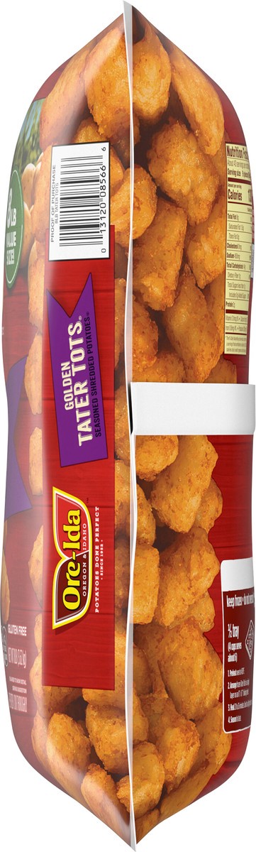 slide 11 of 13, Ore-Ida Golden Tater Tots Seasoned Shredded Frozen Potatoes Value Size, 8 lb Bag, 