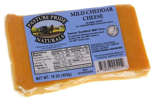 slide 1 of 1, Pasture Pride Naturals Mild Cheddar Cheese, 16 oz