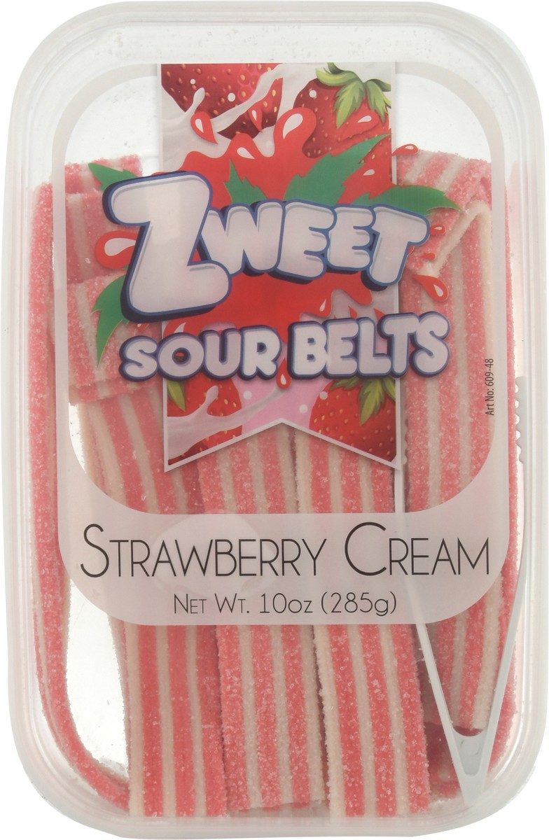 slide 1 of 9, Zweet Strawberry Cream Sour Belts 10 oz Clam Shell, 10 oz