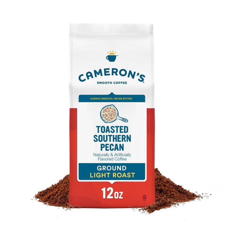 slide 1 of 9, Cameron's Coffee Roasted Ground Coffee Bag, Flavored, Toasted Southern Pecan, 12oz, 12 oz