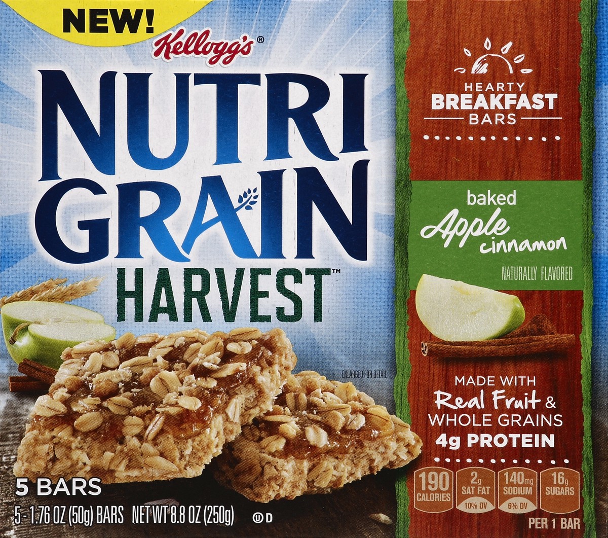 slide 5 of 6, Kellogg's Nutri Grain Harvest Apple Cinnamon Breakfast Bars, 5 ct; 8.8 oz