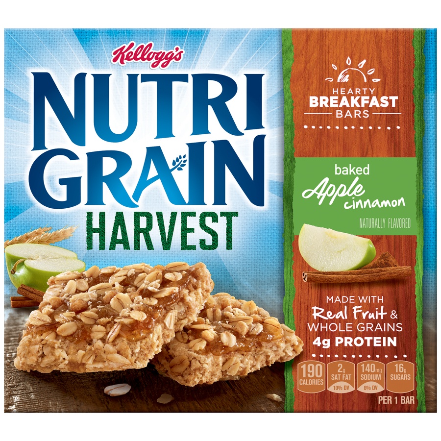 slide 1 of 6, Kellogg's Nutri Grain Harvest Apple Cinnamon Breakfast Bars, 5 ct; 8.8 oz