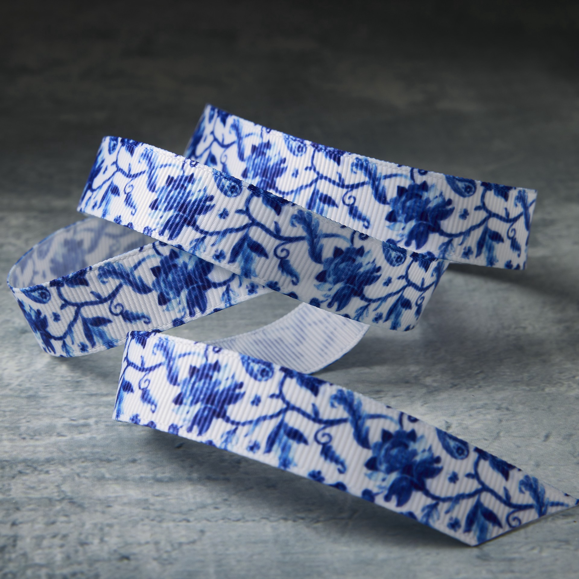 slide 2 of 2, 5/8'' X 7yd. Blue Floral Grosgrain Ribbon By Celebrate It Classic, 5/8 in x 7 yd