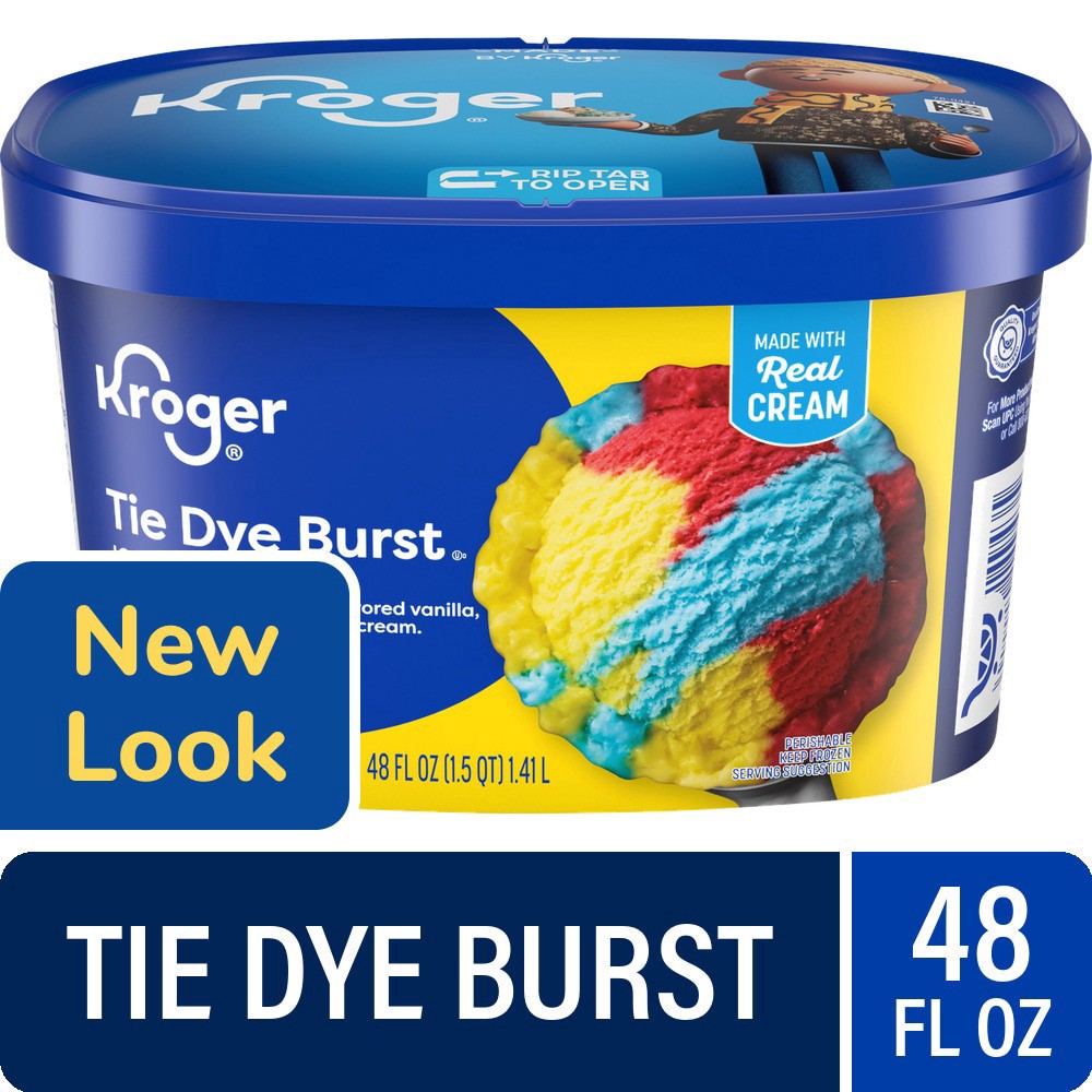 slide 1 of 5, Kroger® Tie Dye Burst Ice Cream Tub, 48 oz