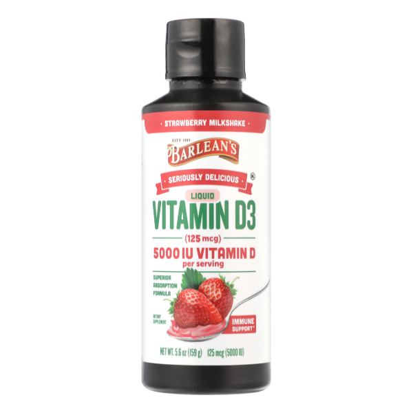 slide 1 of 1, Barlean's Barleans Liquid Vitamin D3 Strawberrt Milkshake, 1 ct
