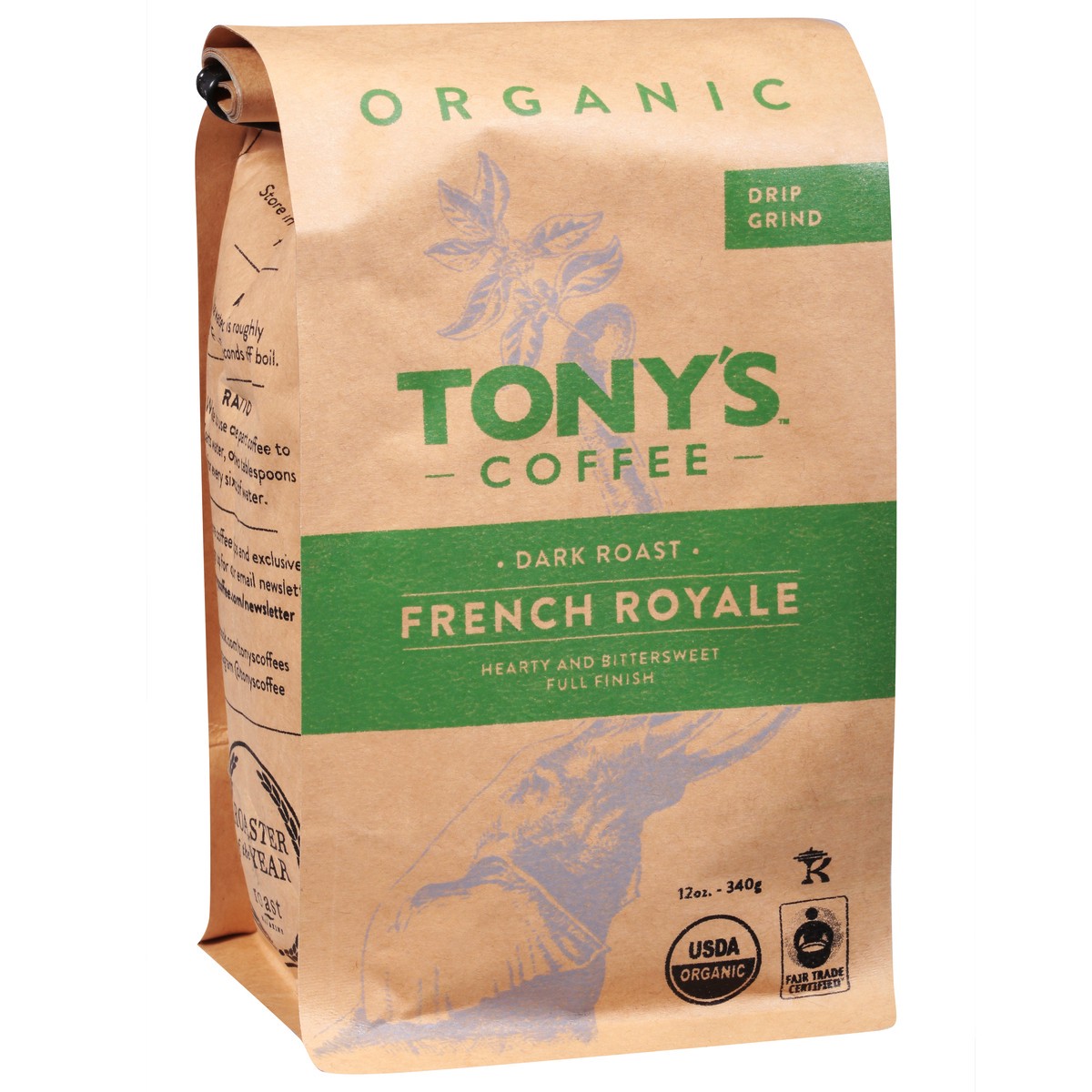 slide 4 of 9, Tony's Coffee Organic Drip Grind Dark Roast French Royale Coffee - 12 oz, 12 oz