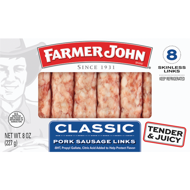 slide 1 of 1, Farmer John Pork Sausage Links Classic, 8 oz