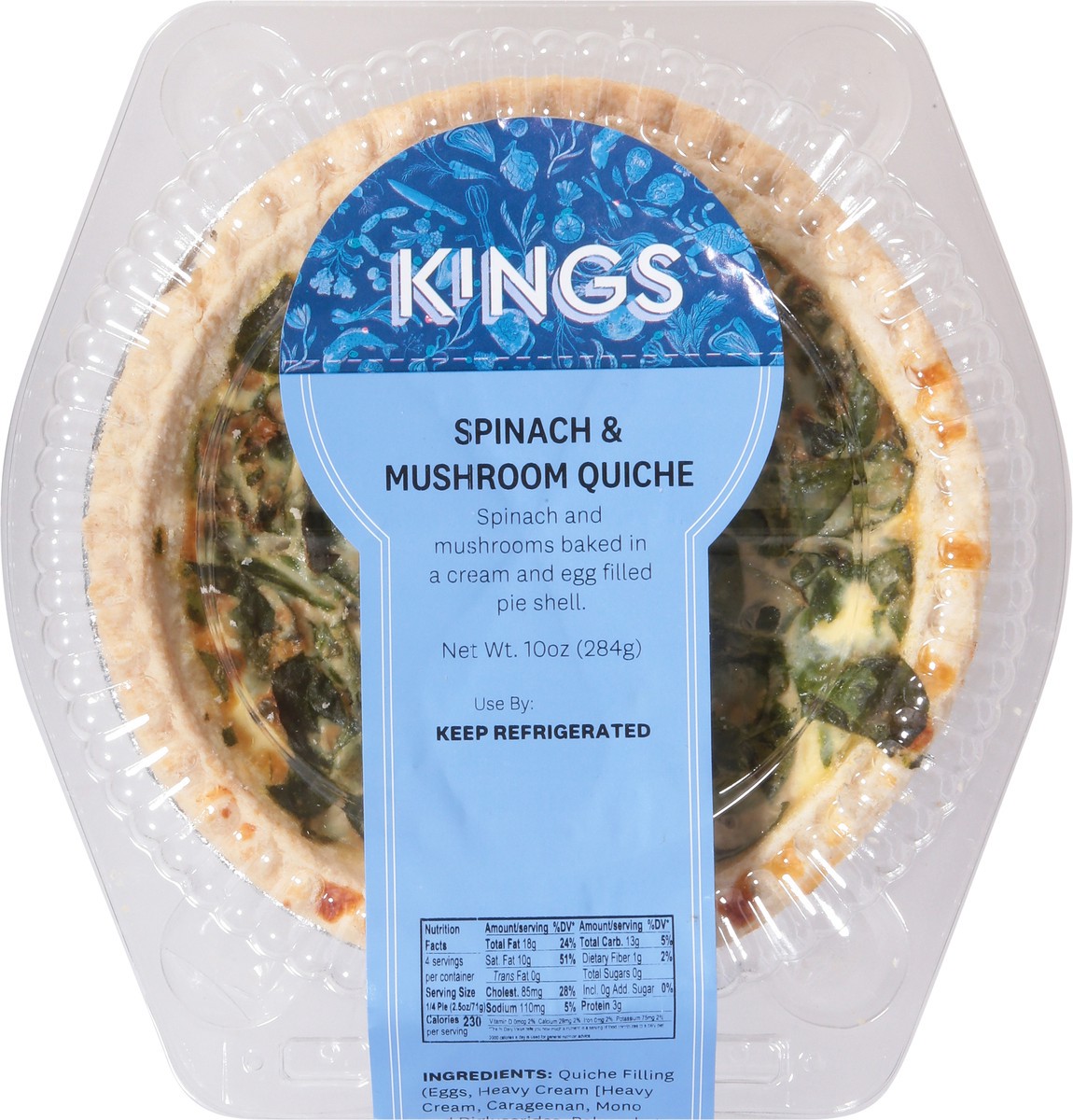 slide 5 of 12, Quiche Spinach/mushroom - 10 OZ, 10 oz